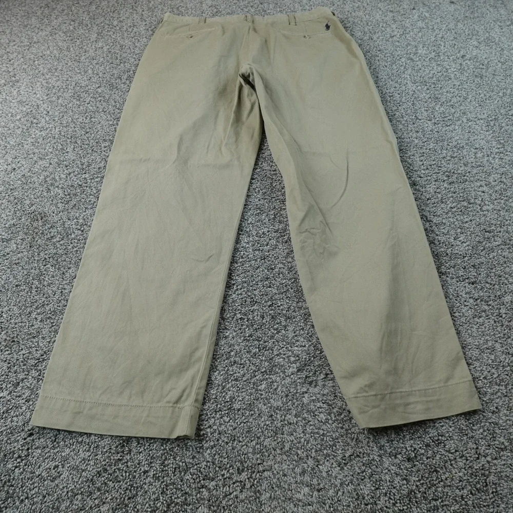 VTG Polo Ralph Lauren Pants Mens 35X30 Beige Brown Preston Chino Trouser Pony